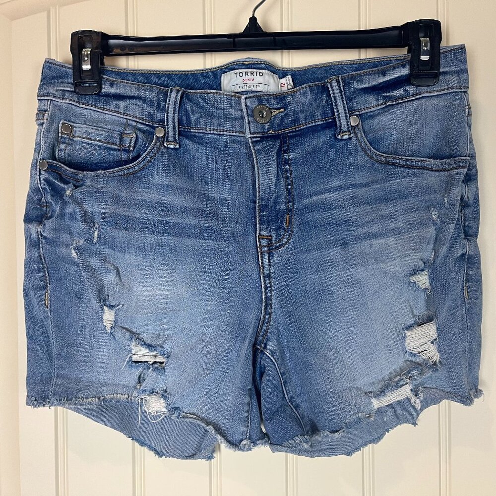 Torrid Women's Denim Shorts Size 12 Blue, Light/Medium Wash, "First at Fit"